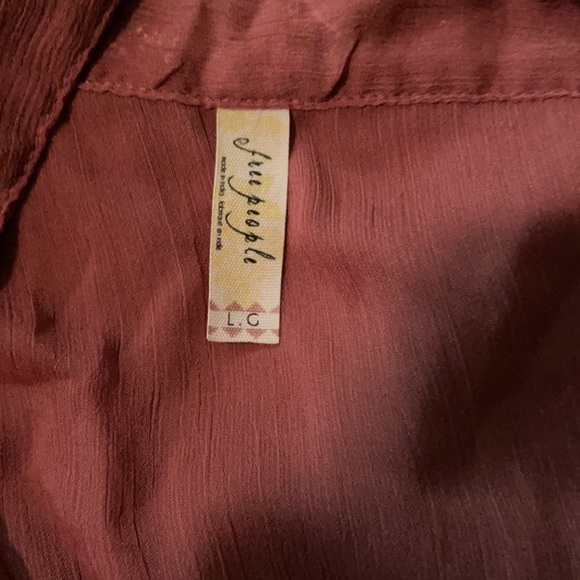 Free People Ruffle Tuxedo Shirt. Size Large - Picture 7 of 7